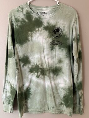 National Geographic Men’s Long Sleeve Olive & Sage Tie-Dye Shirt